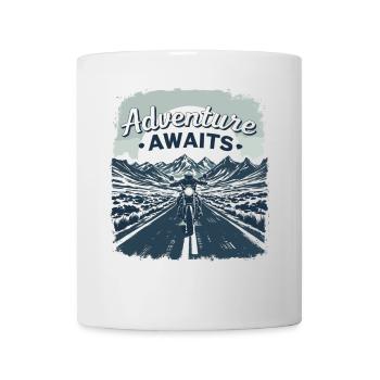 Adventure Awaits Motorrad Motorradfahrer Motorrad - Tasse - Weiß - Vorne