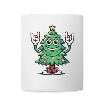 Funny Christmas tree with skirt hand - Mug - white - Front