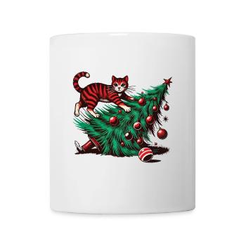 Drôle de chat Noël rétro vintage - Mug blanc - blanc - Devant