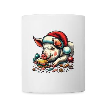 Christmas Eaten Pig with Burger - Mug - white - Front
