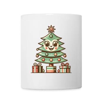 Fröhlicher Weihnachtsbaum Mit Geschenken - Tasse - Weiß - Vorne