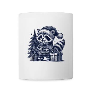 Fröhlicher Waschbär Weihnachten - Tasse - Weiß - Vorne