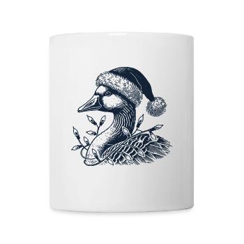 oie de Noël avec des guirlandes lumineuses maladroite - Mug blanc - blanc - Devant