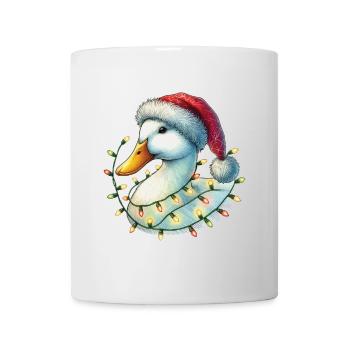 Weihnachten Lustige Ente Mit Lichterkette - Tasse - Weiß - Vorne