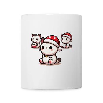 Cute cats with Christmas hat - Mug - white - Front