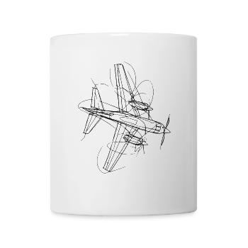 Flugzeug Skizze - Tasse - Weiß - Vorne