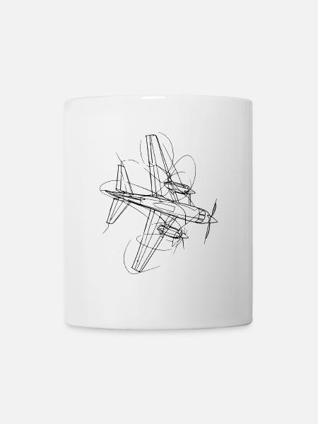 Flugzeug Skizze - Tasse - Weiß