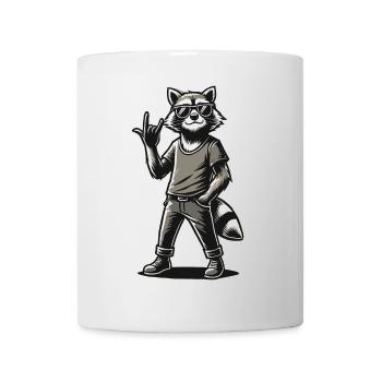 Waschbär mit Rock Pose Raccoon Rock Musik Musiker - Tasse - Weiß - Vorne