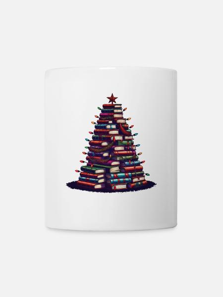 Livres Sapin de Noël pour les amateurs de livres - Mug blanc - blanc