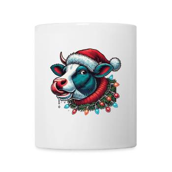 Weihnachten Lustige Kuh Mit Lichterkette - Tasse - Weiß - Vorne