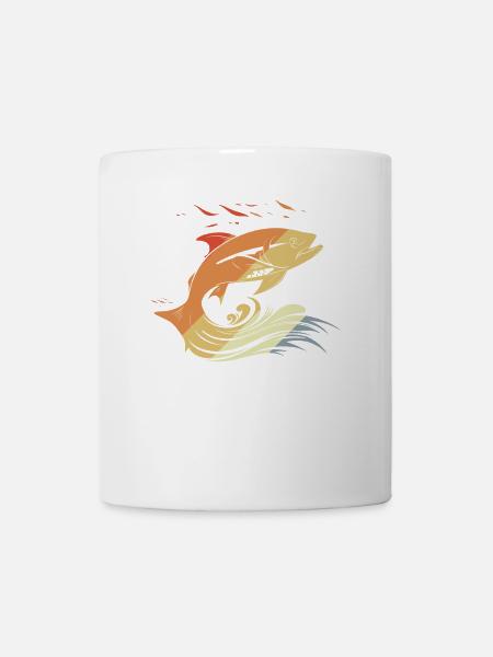 Fisch Zeichnung Retro Stil - Tasse - Weiß