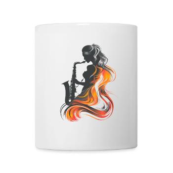 Saxophonistin Grafik - Tasse - Weiß - Vorne