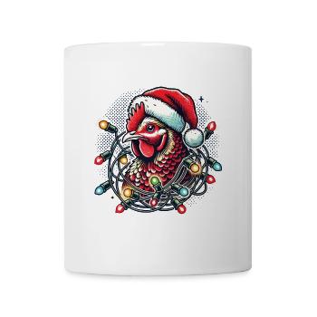 Weihnachtshuhn Mit Lichterkette - Tasse - Weiß - Vorne