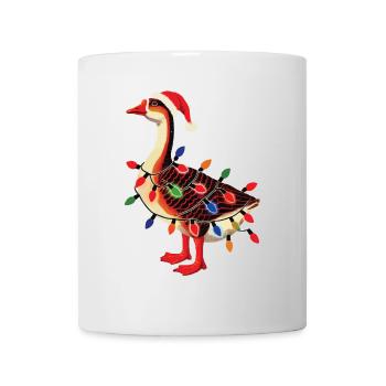 Weihnachtlicher Tollpatsch Gans Mit Lichterkette - Tasse - Weiß - Vorne