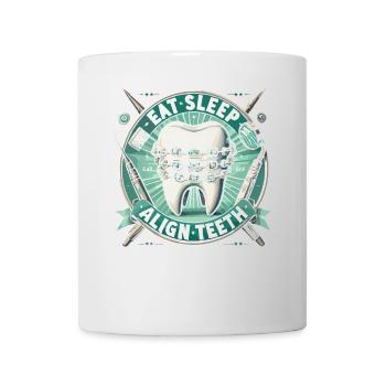 Essen Schlafen Zähne ausrichten - Tasse - Weiß - Vorne