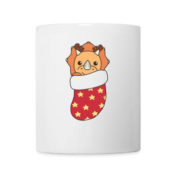 Dinosaures mignons en chaussettes de Noël pour Noël - Mug blanc - blanc - Devant