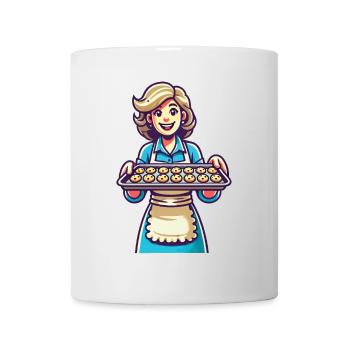 Boulanger joyeux avec des biscuits frais - Mug blanc - blanc - Devant