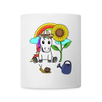 Einhorn Gärtner Sonnenblume Hobbygärtner Schnecke - Tasse - Weiß - Vorne
