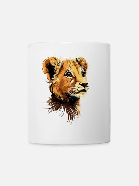 Löwe Mähne Junger Löwe Wilde Kleine Süße Löwen - Tasse - Weiß