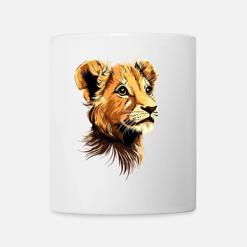 Löwe Mähne Junger Löwe Wilde Kleine Süße Löwen - Tasse - Weiß