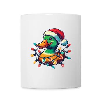 Lustige Weihnachtsente Mit Lichtern - Tasse - Weiß - Vorne