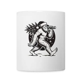 Weihnachtlicher Bigfoot Mit Tannenbaum - Tasse - Weiß - Vorne