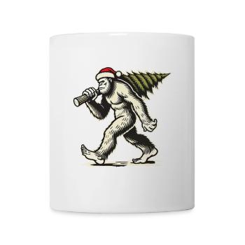 Weihnachts-Bigfoot Mit Tannenbaum - Tasse - Weiß - Vorne