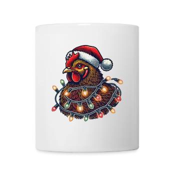 Weihnachtshuhn Mit Lichterkette - Tasse - Weiß - Vorne