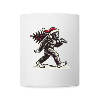 Weihnachtlicher Bigfoot Mit Baum - Tasse - Weiß - Vorne