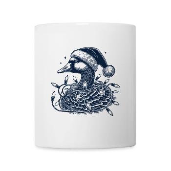 Weihnachtsgans Tollpatsch Mit Lichterkette - Tasse - Weiß - Vorne