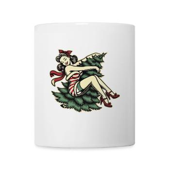 Weihnachten Retro Vintage Stil Pin-Up - Tasse - Weiß - Vorne