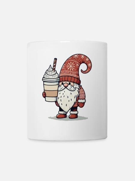 Weihnachtsgnom Mit Kaffee Wichtel - Tasse - Weiß