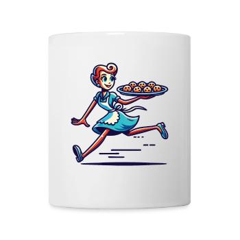 Boulanger joyeux servant des biscuits frais - Mug blanc - blanc - Devant
