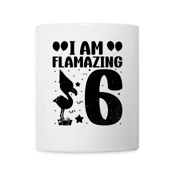 Je suis Flamazing 6 ans Flamingo Fête d’anniversaire - Mug blanc - blanc - Devant
