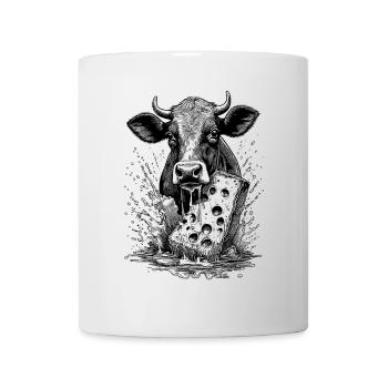 Chemise de fête : la vache rencontre le fromage à raclette fondant - Mug blanc - blanc - Devant