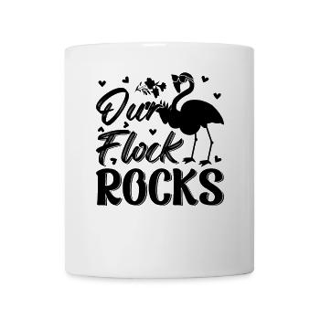 Flamingo Lover - Our Flock Rocks - Funny Flamingo - Mug - white - Front