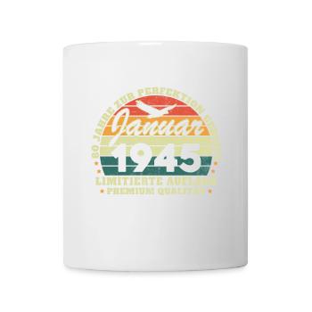 80e anniversaire Né en janvier 1945 - Mug blanc - blanc - Devant