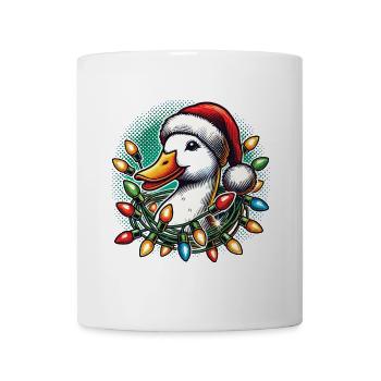 Funny duck with Christmas lights - Mug - white - Front