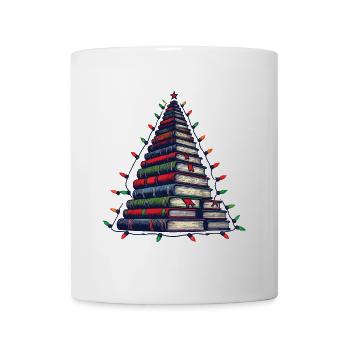 Book tree for book lovers at Christmas - Mug - white - Front