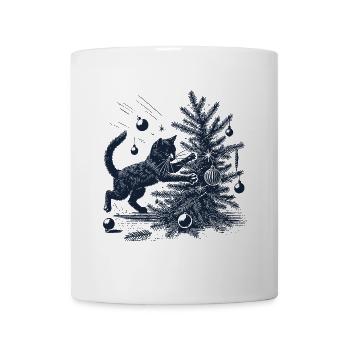 Drôle de chat Noël rétro look vintage - Mug blanc - blanc - Devant