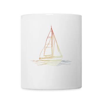 Retro Segelboot Line Art - Tasse - Weiß - Vorne