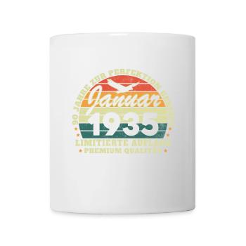 90e anniversaire Né en janvier 1935 - Mug blanc - blanc - Devant