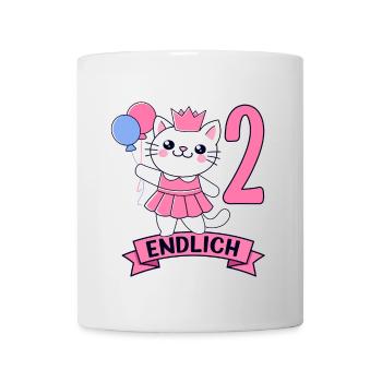 Cat Birthday Motif Finally 2 Years Girl - Mug - white - Front