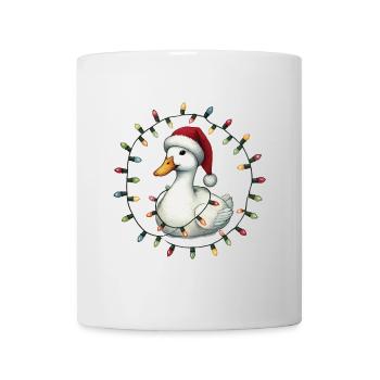 Lustige Ente Mit Lichterkette Weihnachten - Tasse - Weiß - Vorne