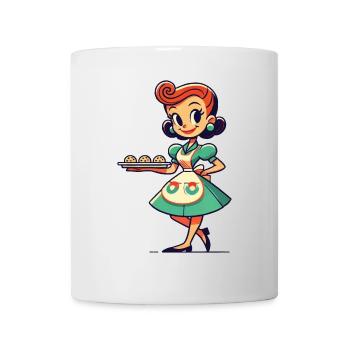 Femme au foyer rétro avec plateau à biscuits - Mug blanc - blanc - Devant