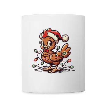 Weihnachtshuhn Mit Lichterkette - Tasse - Weiß - Vorne