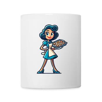 Boulanger joyeux avec plateau à biscuits - Mug blanc - blanc - Devant