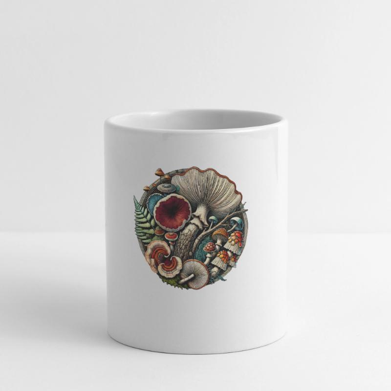 Conception complexe de champignons et d’éléments forestiers Mug blanc