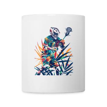 Look de bande dessinée de joueur de crosse - Mug blanc - blanc - Devant