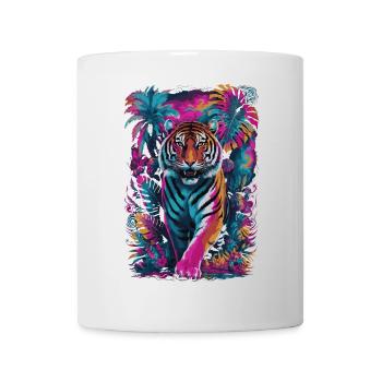 Tigre psychédélique dans un design de jungle vibrant - Mug blanc - blanc - Devant
